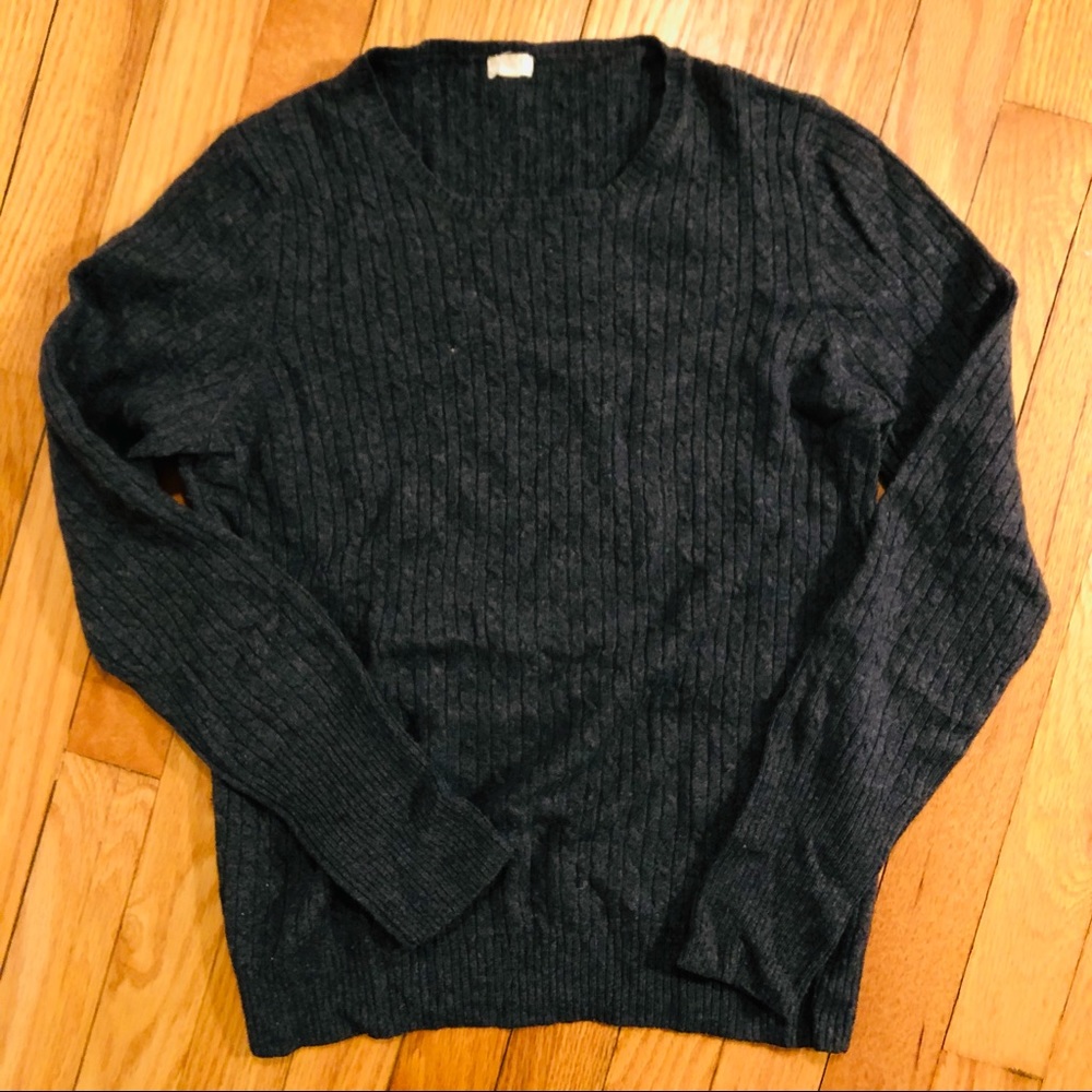 J. Crew XS charcoal lightweight wool blend cableknit sweater.